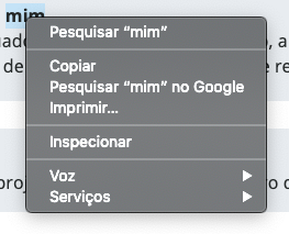 Menu do navegador